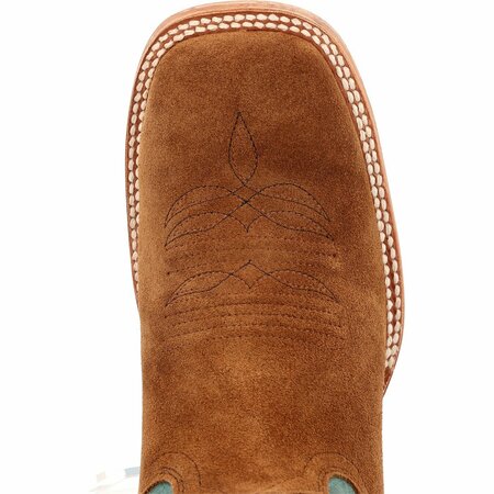 Durango Men's PRCA Collection Roughout Western Boot, WHISKEY TOBACCO/AQUA, M, Size 9 DDB0467